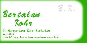 bertalan kohr business card